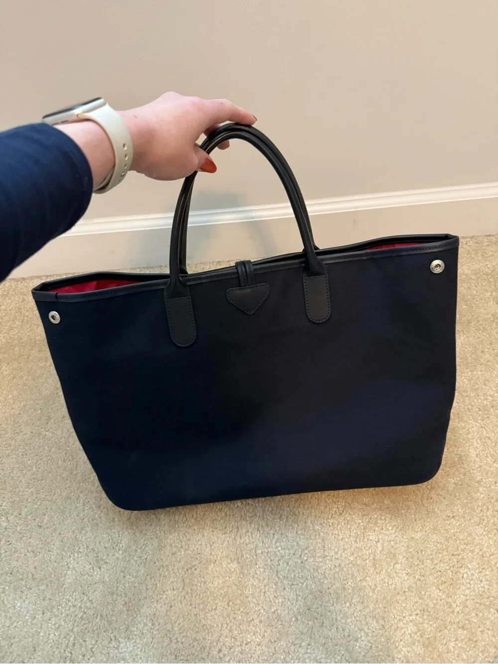 Longchamp Roseau 1948 Limited Edition Navy Canvas Tote Bag